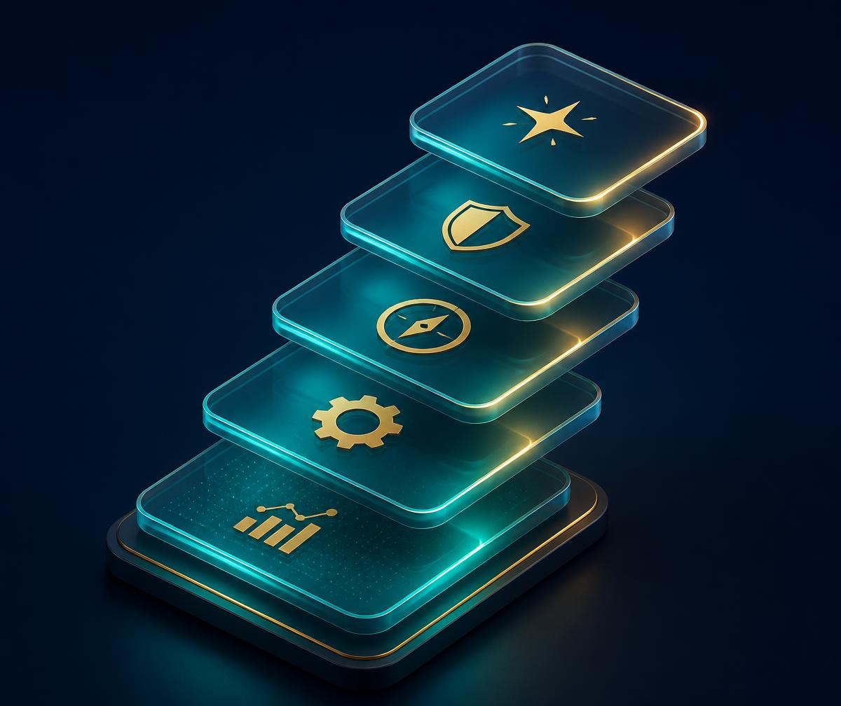 Five stacked layers of the decision system